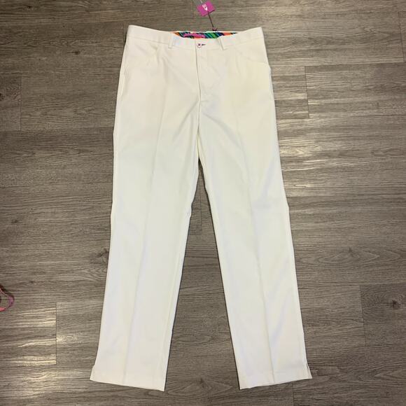 Aristo 18 Pants Mens 36 White Regular Fit Straight Leg Wicking Reno Golf Zip Fly - Picture 2 of 12